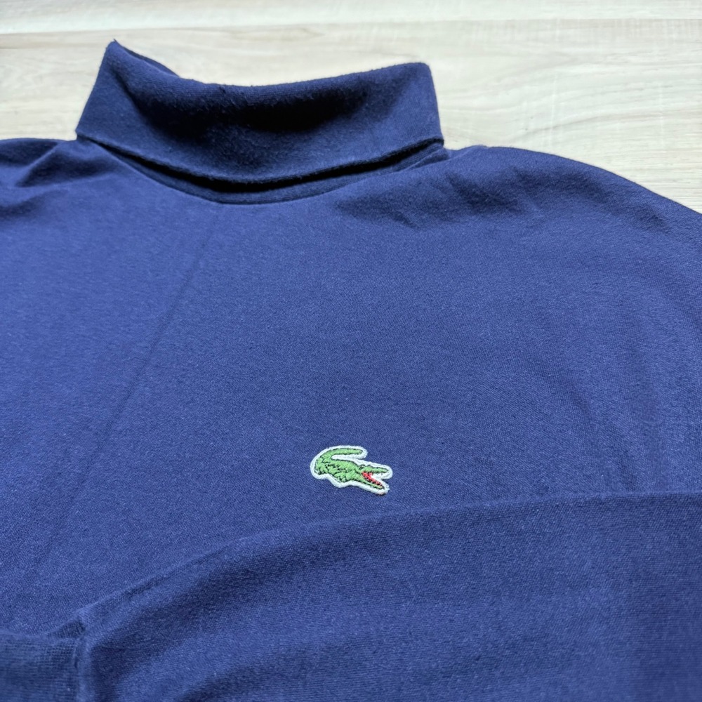 Izod Lacoste Turtleneck Shirt Mens M Blue‎ Vintage 1991 Long Sleeve Cotton Prep